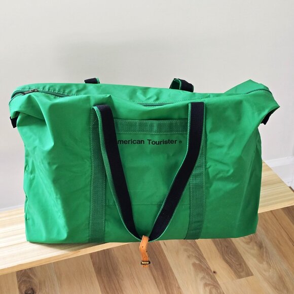 American Tourister Green Duffle Bag Vintage Carry On Overnight Travel - Picture 2 of 7